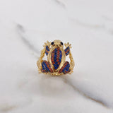 Anillo Rana 8.6gr / T6 1/2 / Circones Azules Naranjas Negros Oro Amarillo $
