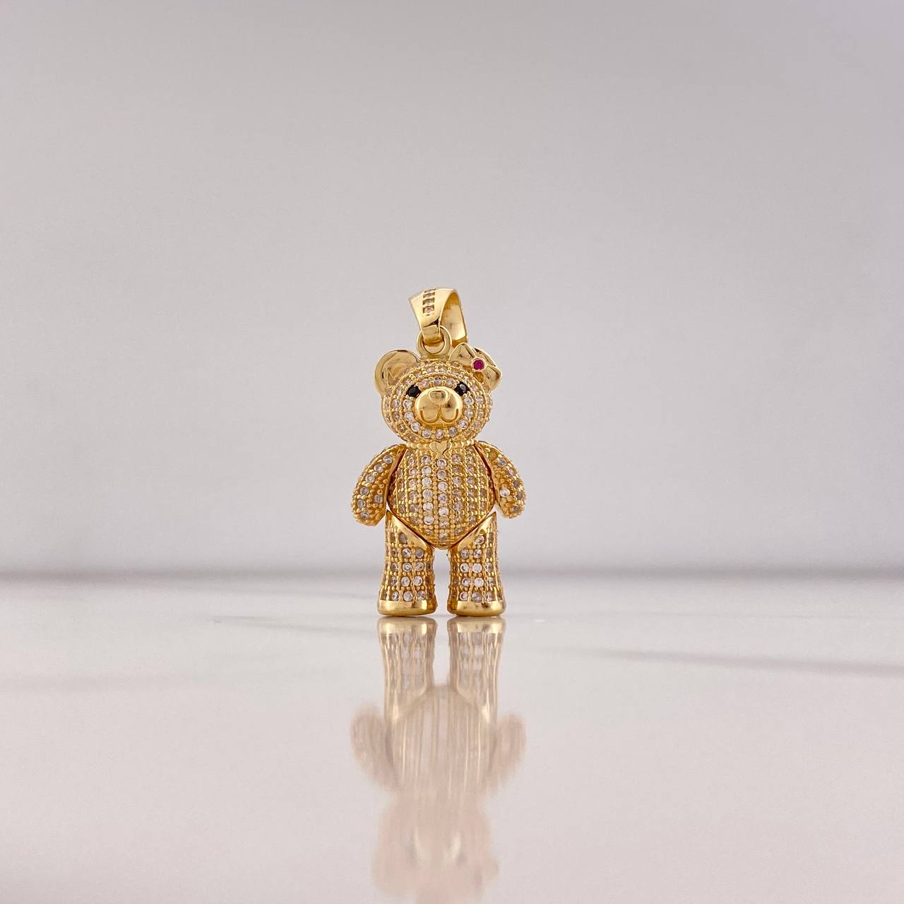 Dije Oso Articulado Moño 8.95gr / 3.5cm / Circones Blancos Negros Fucsia Oro Amarillo $