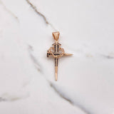 Dije Cruz Clavos Corona Espinas 8.3gr / 6.2cm / Circones Negros Oro Rosa $