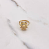 Anillo Oso 3.6gr / T5 1/2 / Circones Blancos Verdes Oro Amarillo $