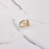 Anillo Oso 3.6gr / T5 1/2 / Circones Blancos Verdes Oro Amarillo $