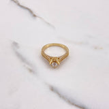 Anillo Solitario Churumbela Real 4.25gr / T7 1/4 / Circones Blancos Oro Amarillo $