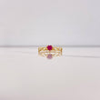 Anillo Corazon 1.65gr / T6 1/2 / Circon Fucsia Blancos Oro Amarillo $