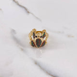Anillo Rana 8.65gr / T7 1/2 / Circones Verdes Naranjas Oro Amarillo &