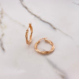 Candongas Tere 1.9gr / 2.5cm / Entorchadas Oro Rosa $