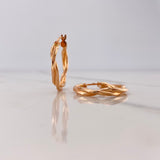 Candongas Tere 1.9gr / 2.5cm / Entorchadas Oro Rosa $