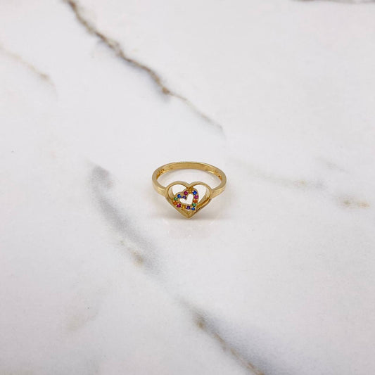 Anillo Corazon Doble Silueta 2.35gr / T6 3/4 / Circones Colores Oro Amarillo &
