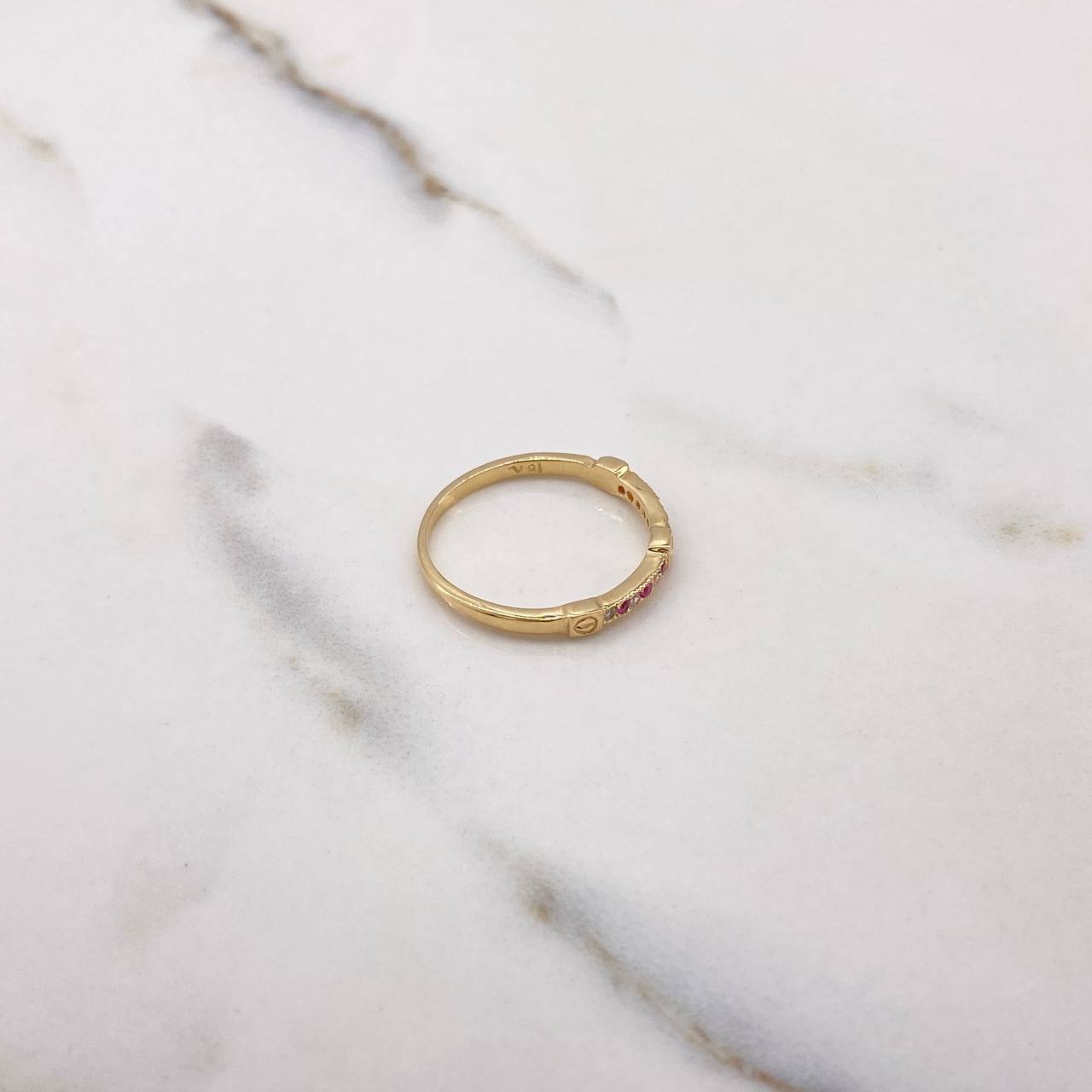 Anillo Tornillos De Orion 1.95gr / T7 1/2 / Circones Blancos Fucsias Oro Amarillo &