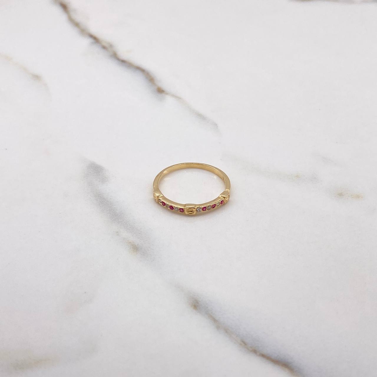 Anillo Tornillos De Orion 1.95gr / T7 1/2 / Circones Blancos Fucsias Oro Amarillo &