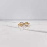 Anillo Infinito 1.7gr / T6 1/2 / Circones Blancos Dos Oros Amarillo Blanco &