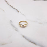 Anillo Infinito 1.7gr / T6 1/2 / Circones Blancos Dos Oros Amarillo Blanco &