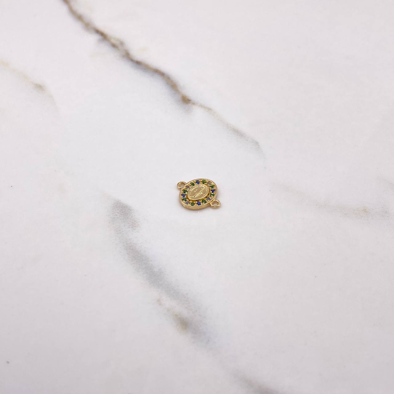 Herraje Virgen Milagrosa 0.65gr / 1.3cm / Circones Azules Verdes Oro Amarillo $