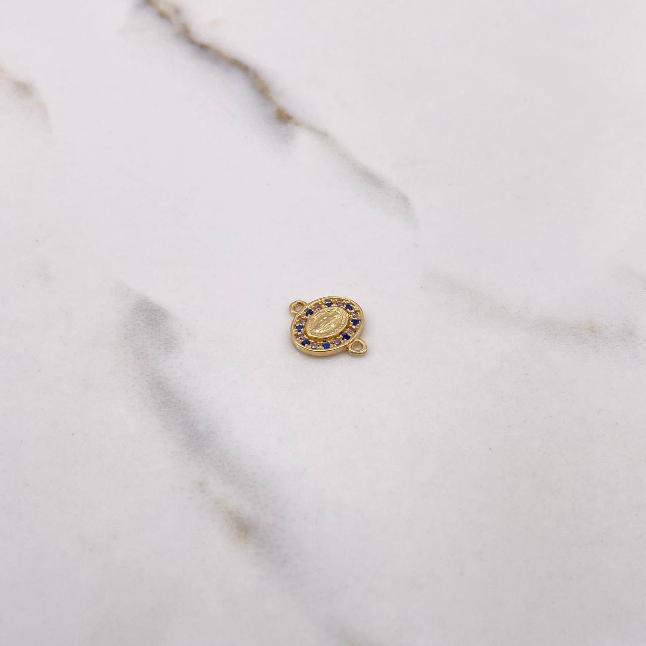 Herraje Virgen Milagrosa 0.65gr / 1.3cm / Circones Azules Oro Amarillo &
