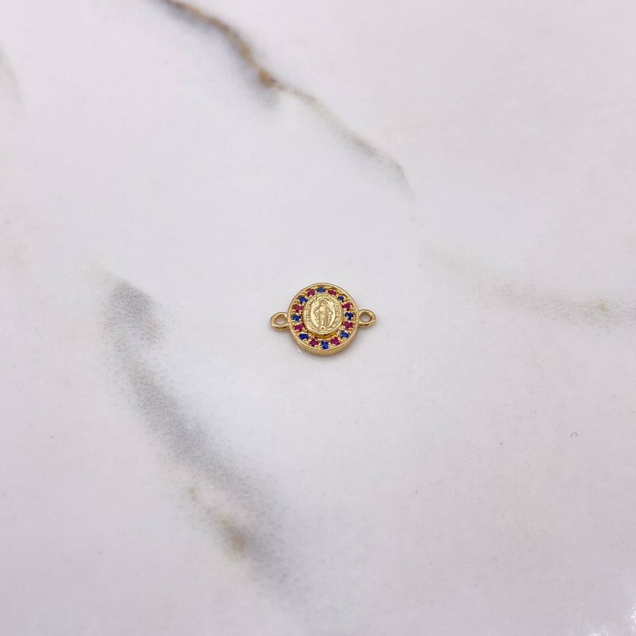 Herraje Virgen Milagrosa 0.65gr / 1.3cm / Circones Azules Fucsias Oro Amarillo $