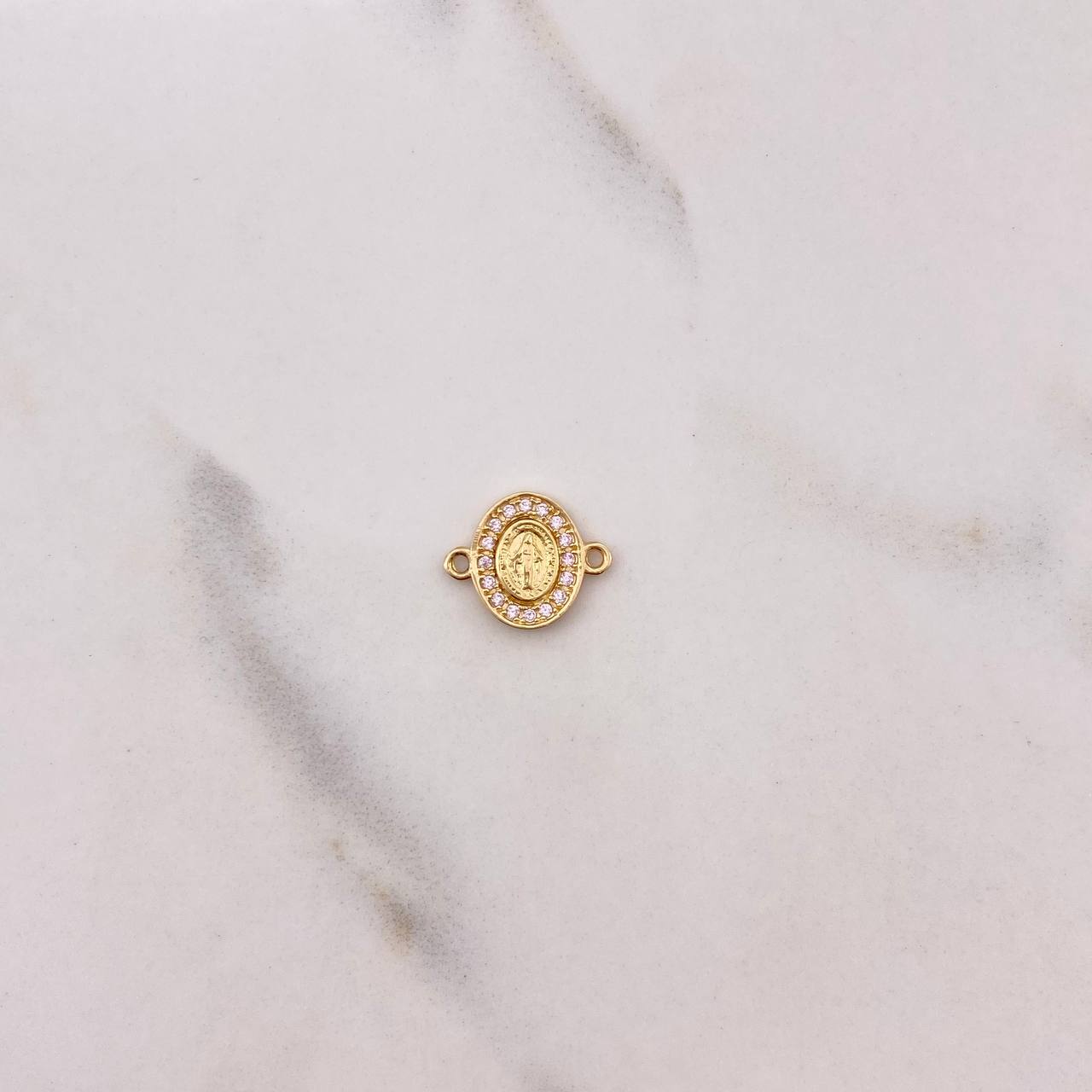 Herraje Virgen Milagrosa 0.7gr / 1.3cm / Circones Rosados Oro Amarillo $