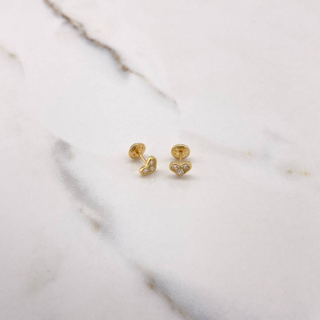 Topos Corazón 0.85gr / Circones Blancos Oro Amarillo $
