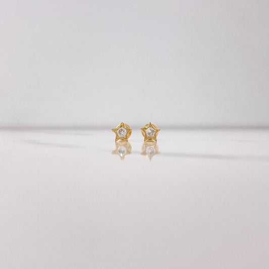 Topos Estrella 0.85gr / Circon Blanco Oro Amarillo &