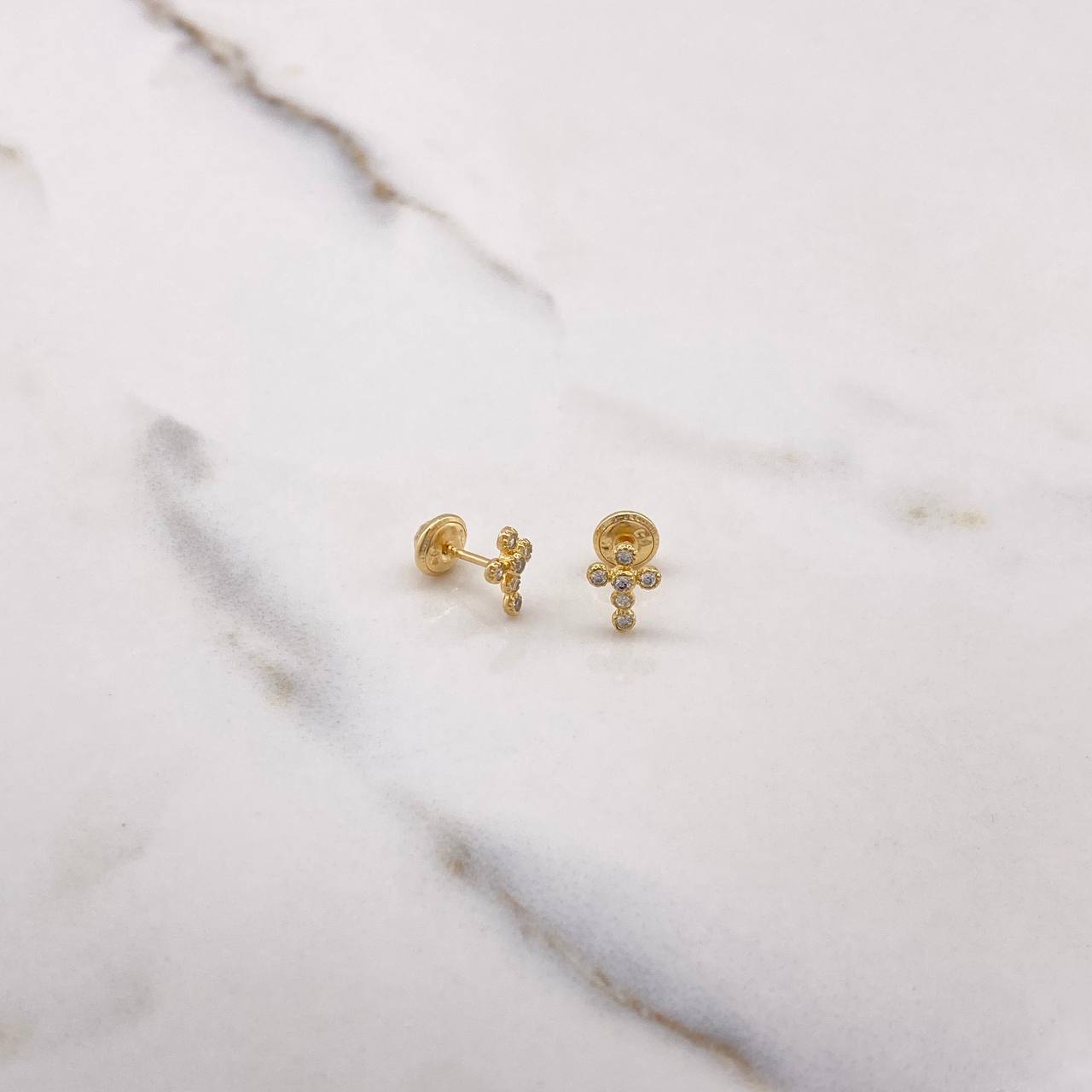 Topos Cruz 0.85gr / Circulos Circones Blancos Oro Amarillo $