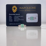 Anillo Solitario Doble Linea Cuadrado 2.69gr / T6 1/4 / Esmeralda 1.00 Qts Oro Blanco (Joya Oferta) &