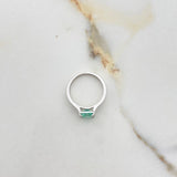 Anillo Solitario Doble Linea Cuadrado 2.69gr / T6 1/4 / Esmeralda 1.00 Qts Oro Blanco (Joya Oferta) &