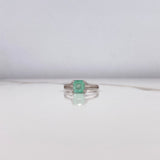 Anillo Solitario Doble Linea Cuadrado 2.69gr / T6 1/4 / Esmeralda 1.00 Qts Oro Blanco (Joya Oferta) &