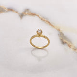 Anillo Solitario Redondo 2.9gr / T5 1/4 / Diamante 0.19 Qts Oro Amarillo (Joya) ©