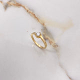 Anillo Solitario Redondo 3gr / T5 3/4  / Linea Invertida Diamante 0.26 Qts Oro Amarillo (Joya) ©