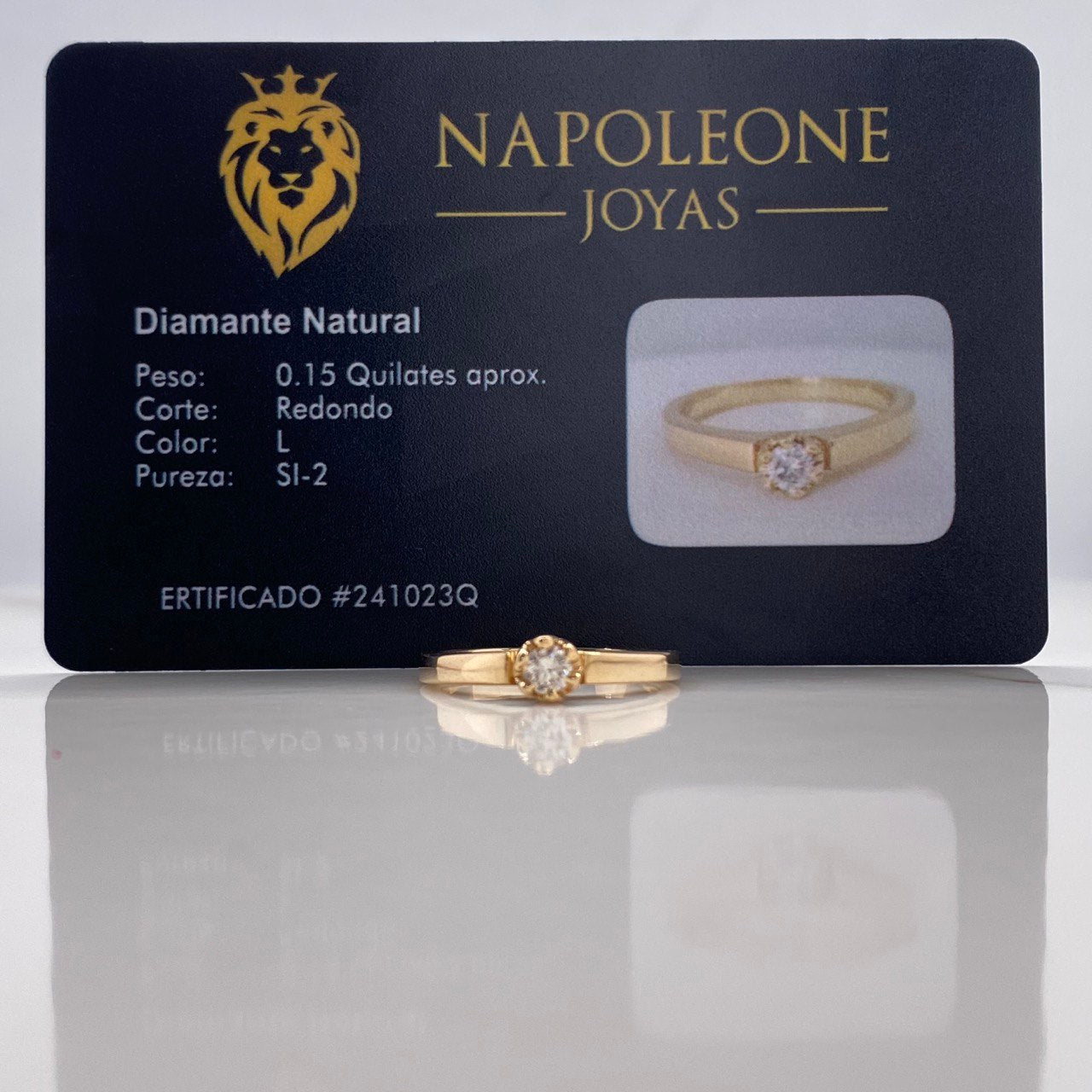 Anillo Solitario Redondo 3.88gr / T6 1/4 / Diamante 0.15 Qts Oro Amarillo (Joya) ©