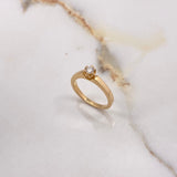 Anillo Solitario Redondo 3.88gr / T6 1/4 / Diamante 0.15 Qts Oro Amarillo (Joya) ©