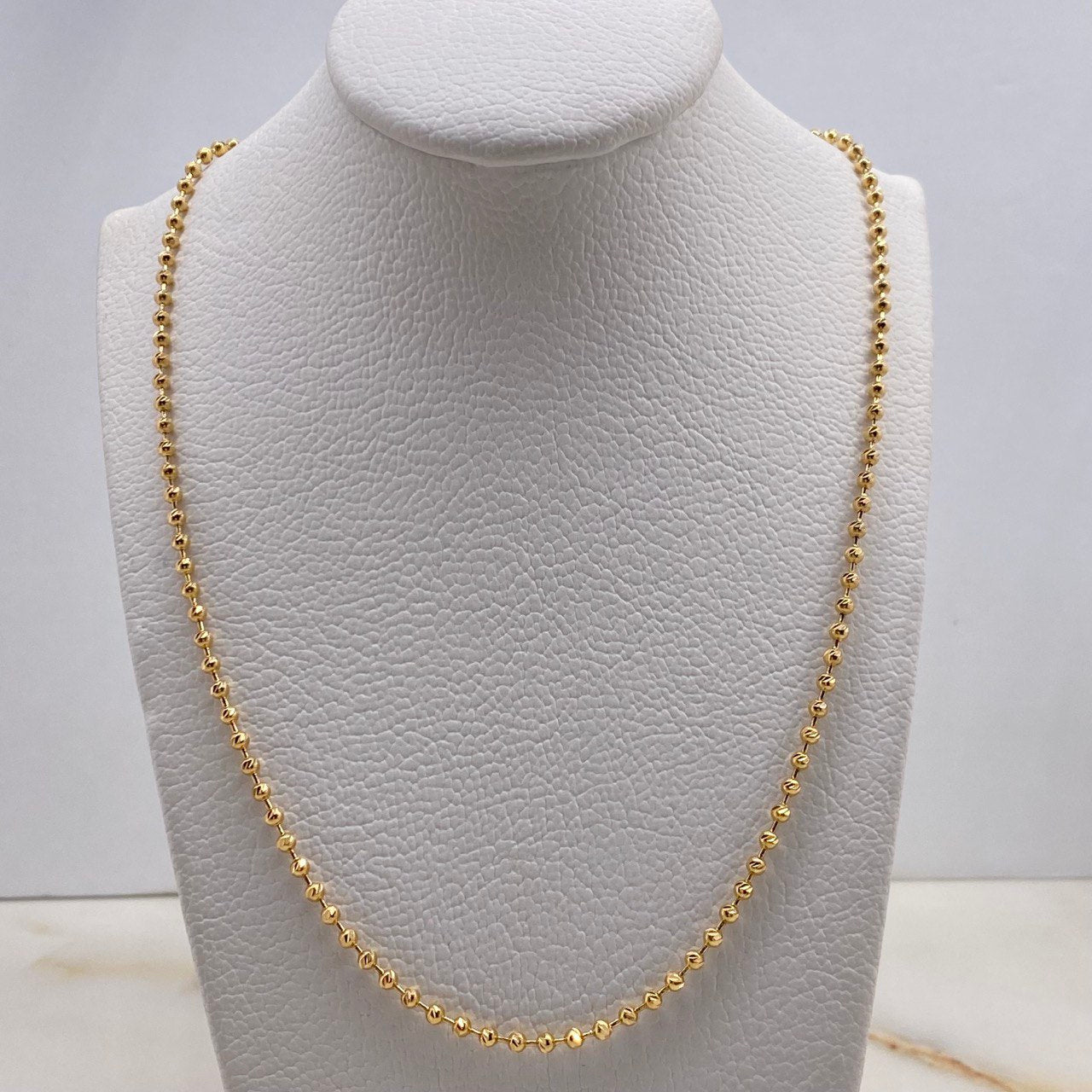 Cadena Militar 12.75gr / 55cm / 2.3mm Bolas Diamantadas Oro Amarillo $