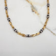 Cadena Rustica Espiga 52.10gr / 60cm / 5mm Barril Cauchos Negros Dos Oros Amarillo Blanco $