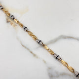 Cadena Rustica Espiga 52.10gr / 60cm / 5mm Barril Cauchos Negros Dos Oros Amarillo Blanco $