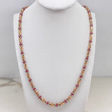 Cadena Rustica 45gr / 70cm / 3.5mm Tribal Cauchos Rojos Dos Oros Blanco Rosa $
