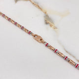 Cadena Rustica 45gr / 70cm / 3.5mm Tribal Cauchos Rojos Dos Oros Blanco Rosa $