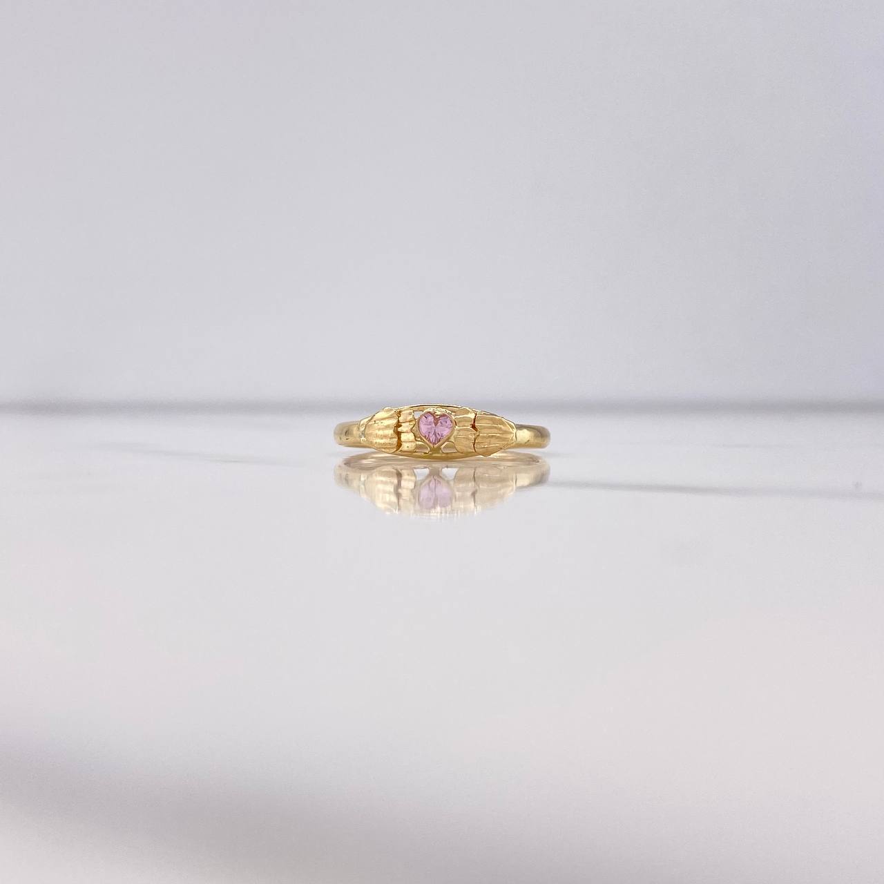 Anillo Corazon 0.9gr / T8 1/4 / Circon Rosado Oro Amarillo $