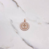 Dije Medalla Cruz 4.15gr / 3cm / Circones Blancos Oro Rosa $