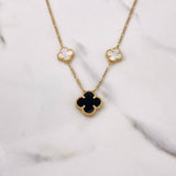Cadena Figaro Treboles 4.4gr / 45cm / Onix Negro Nacar Blancos Oro Amarillo +4 $