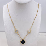 Cadena Figaro Treboles 4.4gr / 45cm / Onix Negro Nacar Blancos Oro Amarillo +4 $