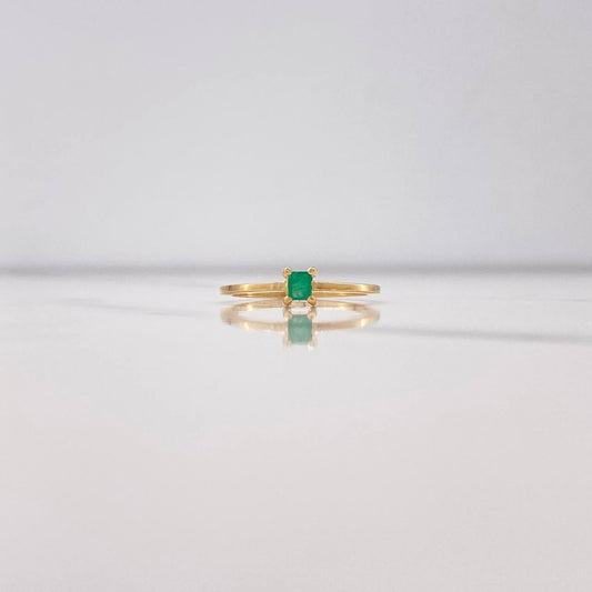 Anillo Solitario Cuadrado 2.05gr / T6 1/2 / Esmeralda 24 Qts Oro Amarillo (Joya) &