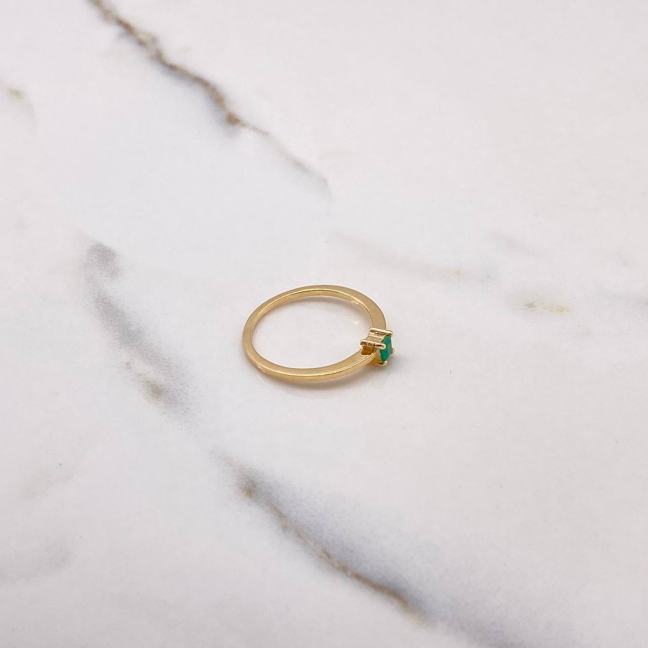 Anillo Solitario Cuadrado 1.85gr / T6 3/4 / Esmeralda 23 Qts Oro Amarillo (Joya) &