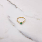 Anillo Solitario Redondo 1.7gr / T6 3/4 / Esmeralda 25 Qts Oro Amarillo (Joya) &