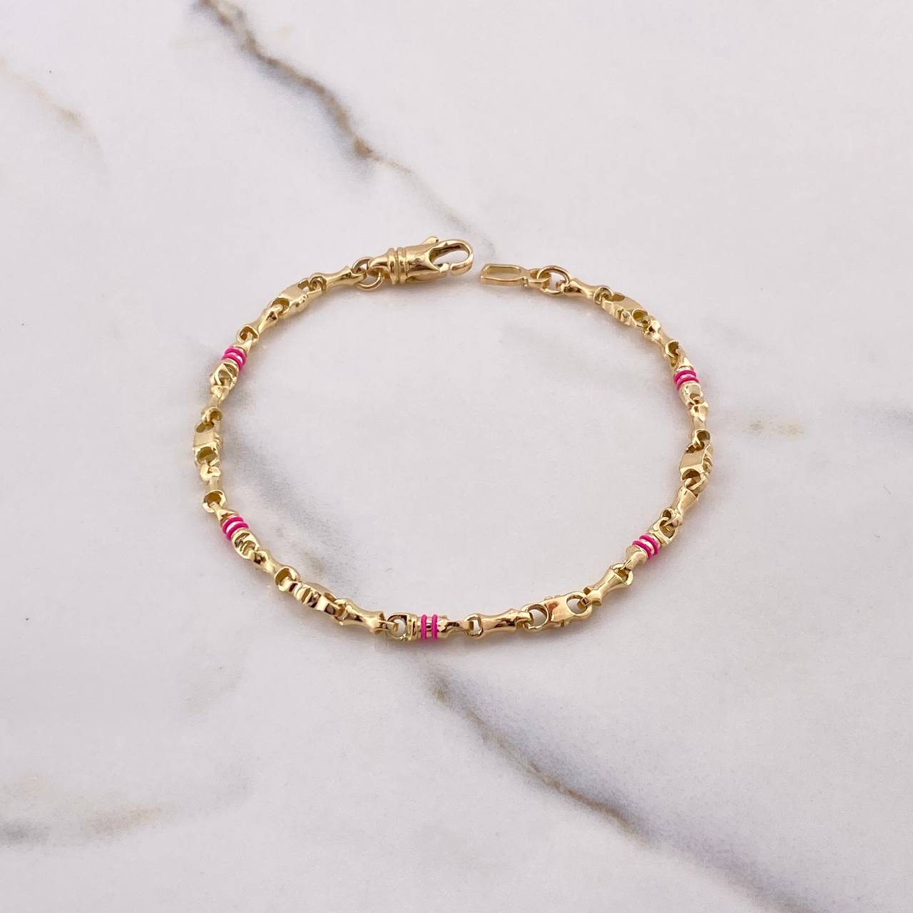 Pulso Rustico Tornillos 8.7gr / 19cm / 4mm Cauchos Fucsias Oro Amarillo $