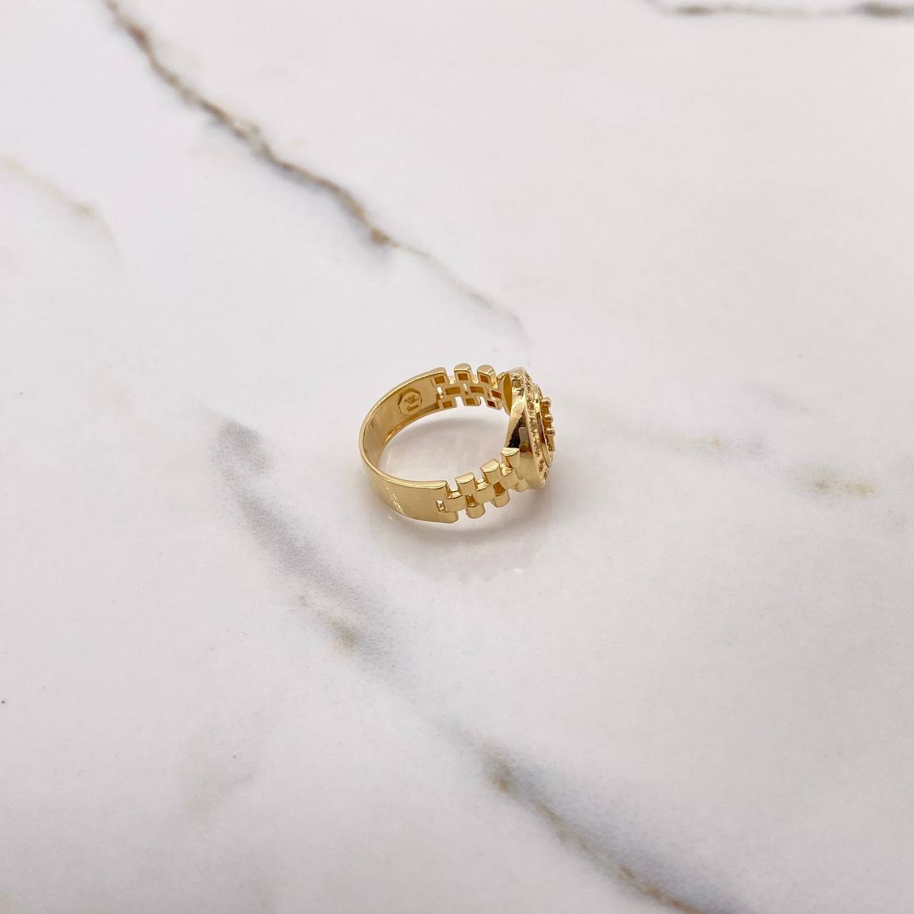 Anillo Corona RX 5.8gr / T7  / Circones Blancos Oro Amarillo &