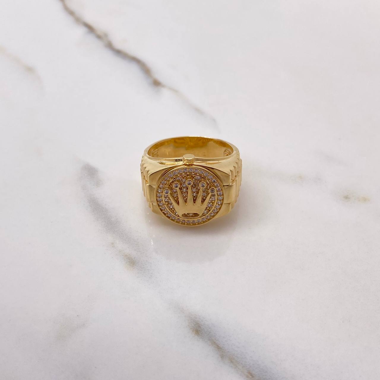 Anillo Correa Corona RX 10gr / T11 1/2 / Circones Blancos Oro Amarillo &