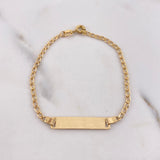 Pulso Bebé Espiga 1.9gr / 15cm / Placa Rectangular Oro Amarillo $