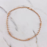 Tobillera Militar Corona 9.55gr / 28.5cm / 3mm-4mm Bolas Lisa-Diamantadas Oro Rosa $