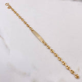 Pulso Bebé GC 1.75gr / 14cm / 4mm Placa Lisa Rectangular Oro Amarillo $