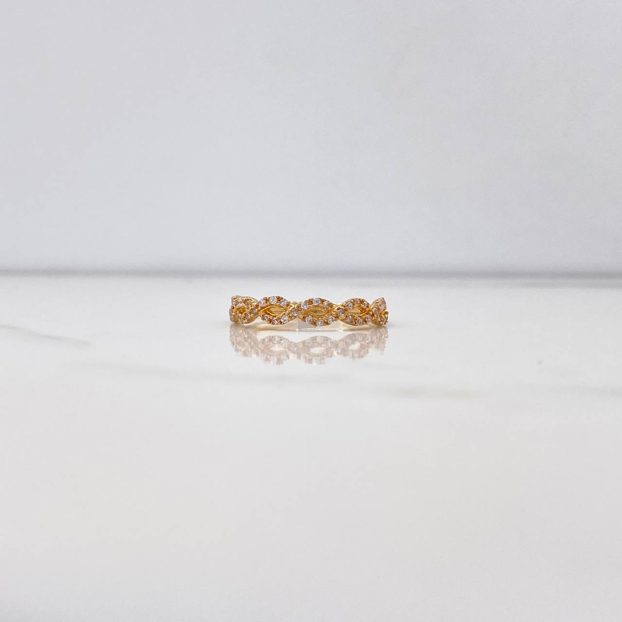 Anillo Ojos 2gr / T6 3/4 / Solitario Circones Blancos Oro Amarillo $