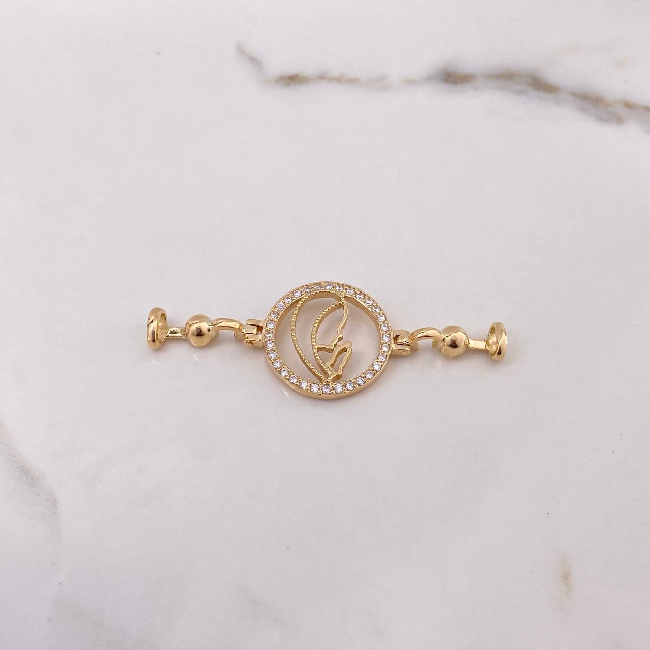 Herraje Virgen María 14gr / 6cm / Circones Blancos Oro Amarillo $