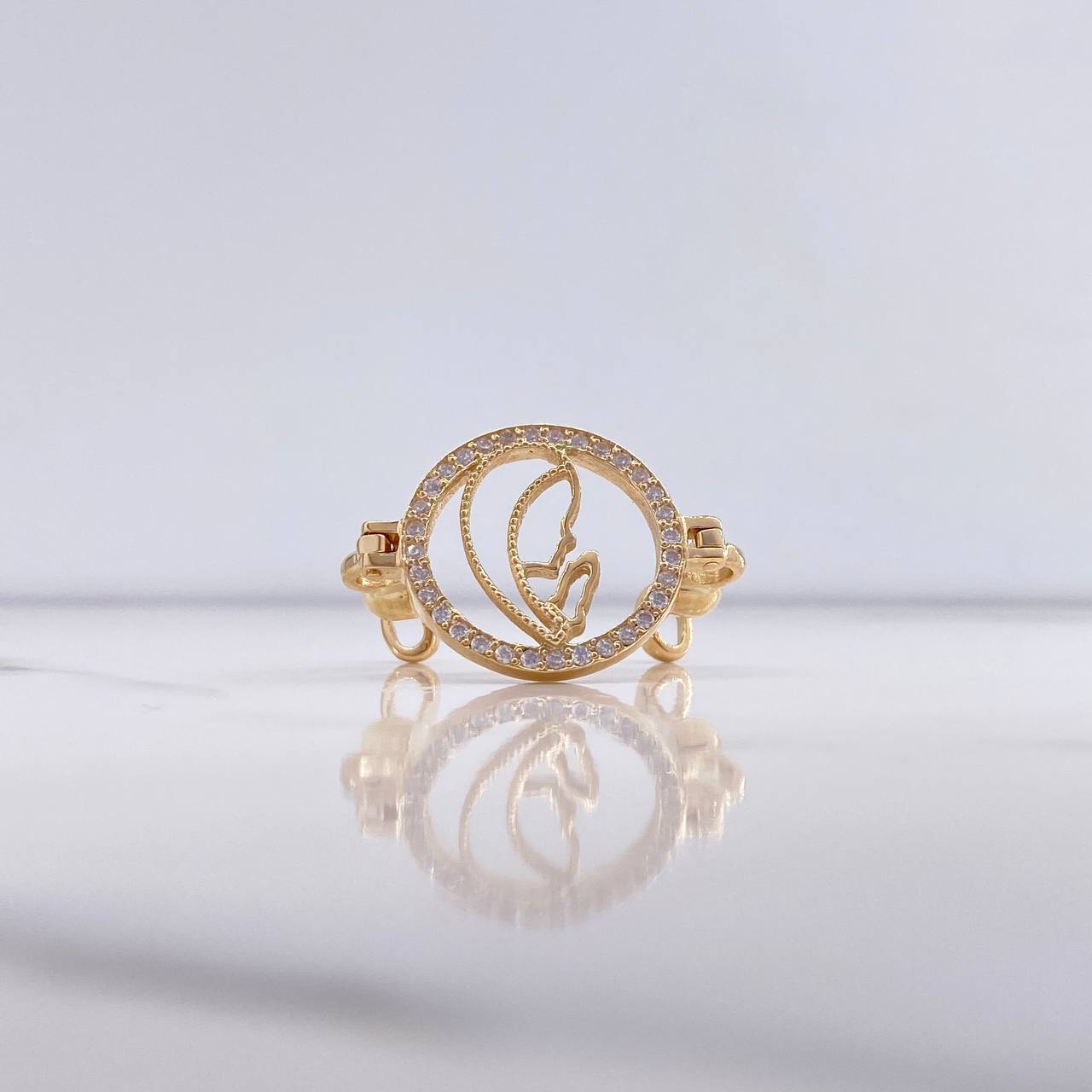 Herraje Virgen María 14gr / 6cm / Circones Blancos Oro Amarillo $
